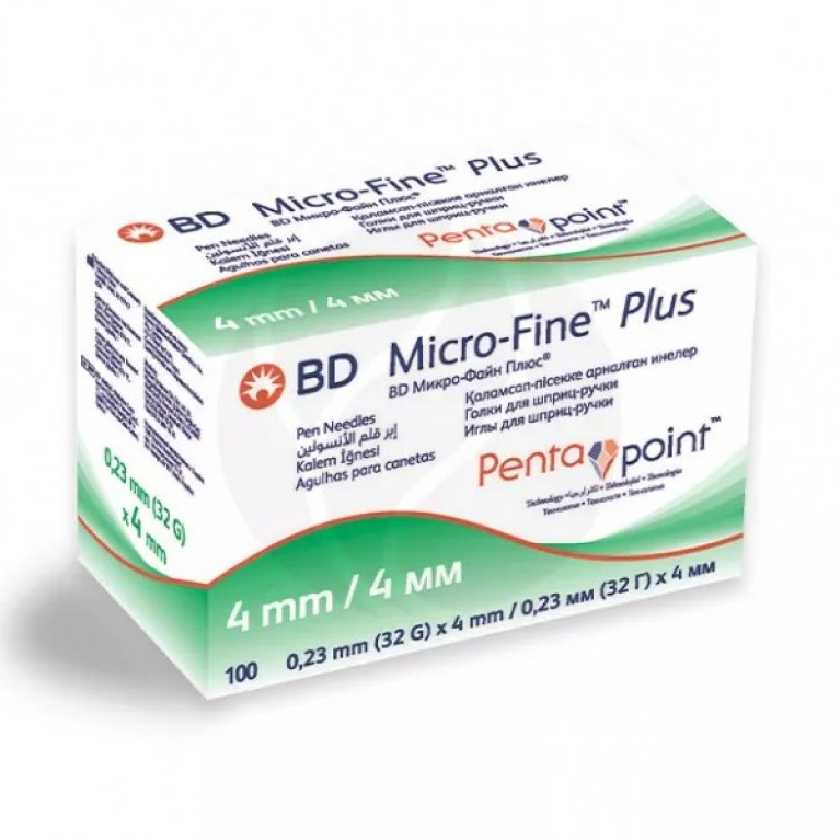 Иглы с пятигранной заточкой для инсулиновых ручек 32G*4mm №100/Микрофайн/