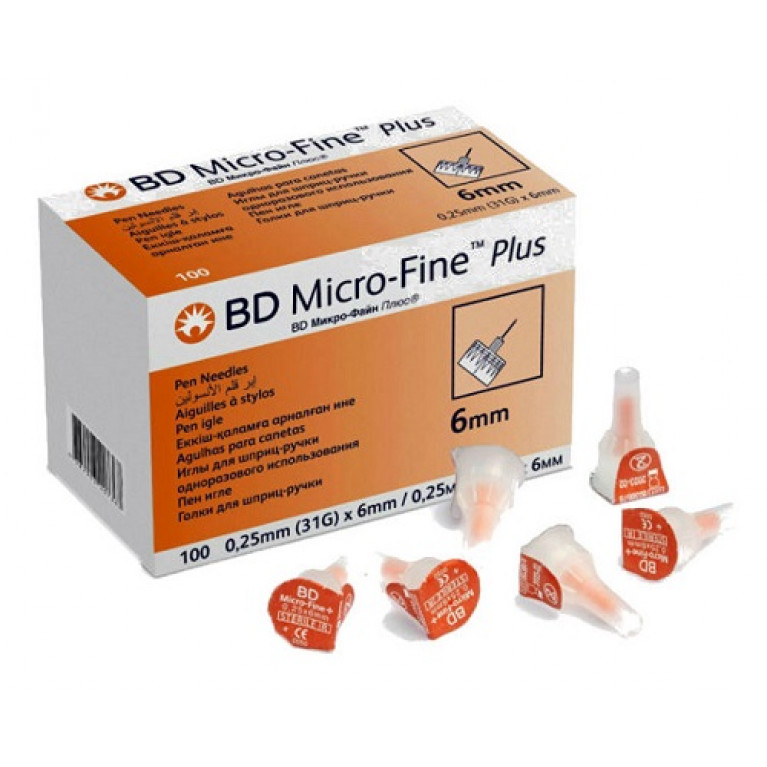 Иглы для инсулиновых ручек 31G*6mm №100/Микрофайн/