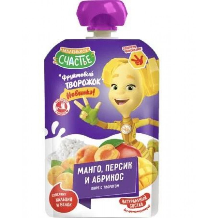 Маленькое счастье пюре фиксики 85 мл/манго,абрикос,персик/