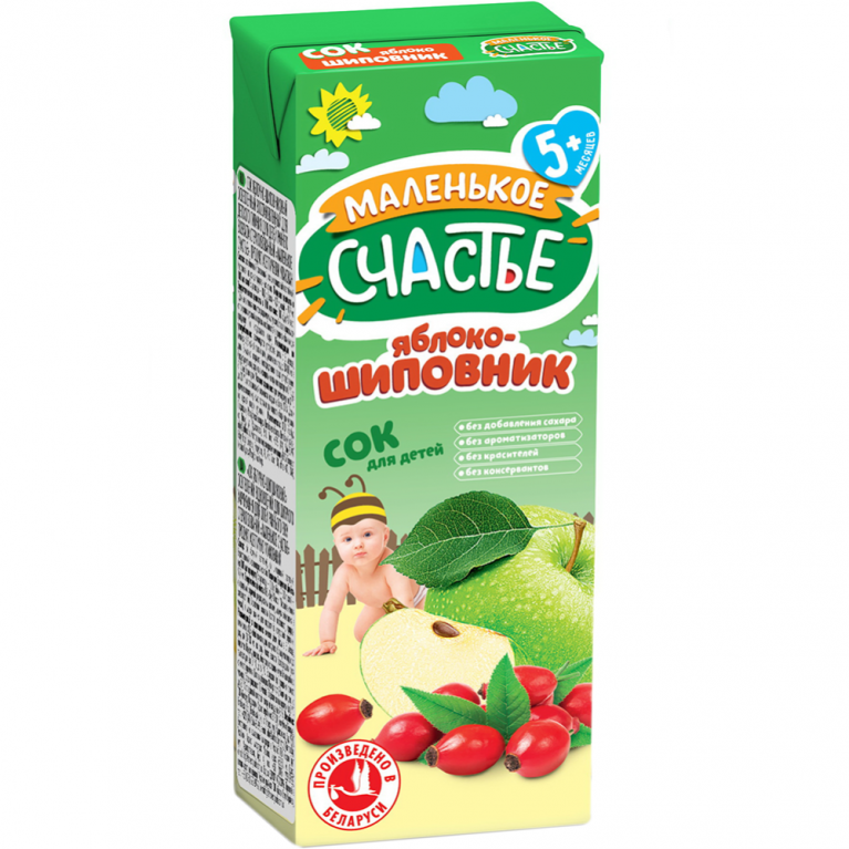 Маленькое счастье сок 200 мл/яблоко-шиповник/
