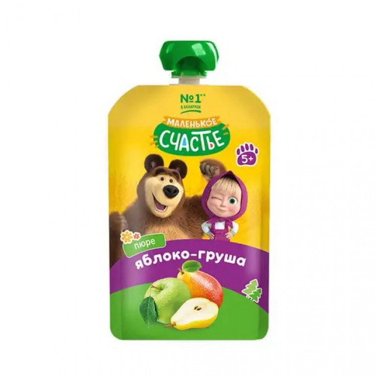 Маленькое счастье пюре маша и медведь 85 мл/яблоко-груша/