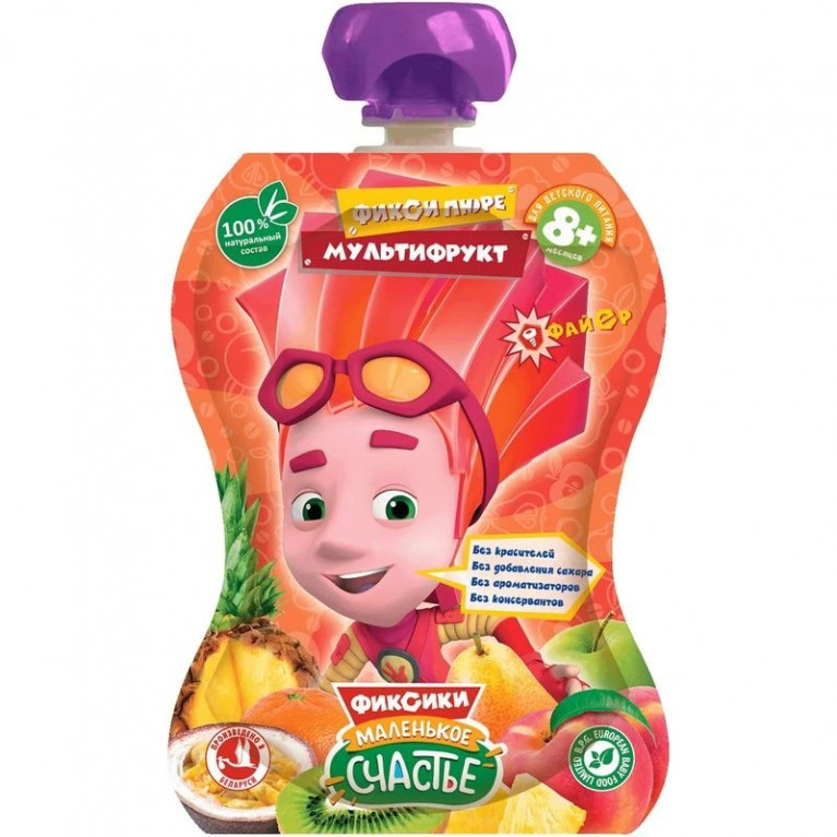Маленькое счастье пюре фиксики 85 мл/мультифрукт/