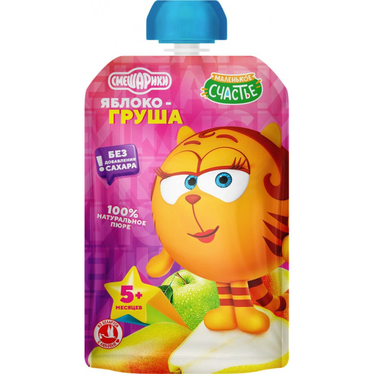 Маленькое счастье пюре смешарики 85 мл/яблоко-груша/
