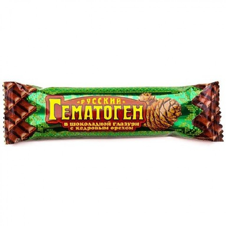 Гематоген Русский 40 г/с кедровым орехом в глазури/
