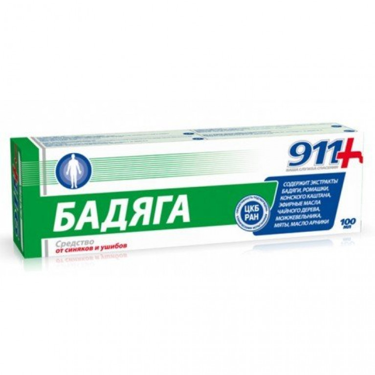 911 Бадяга гель от синяков и ушибов 100 мл