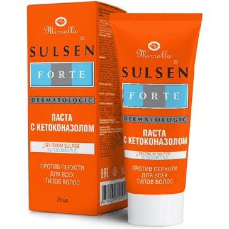 Сульсен форте с кетоконазолом Mirrolla паста от перхоти 75 мл