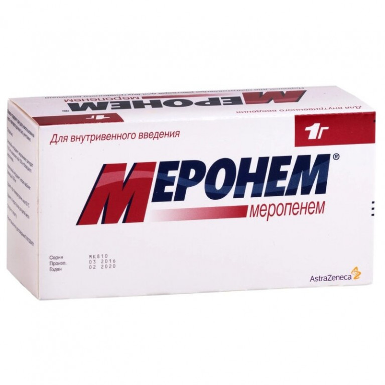 Меронем 1 г флакон 10 шт. порошок для приготовления раствора для внутривенного введения