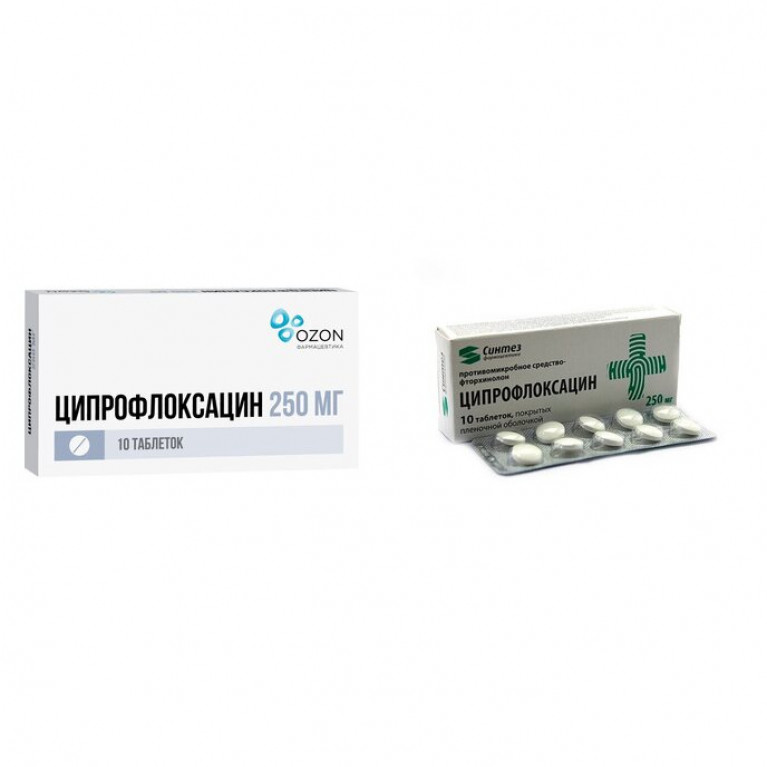 Ципрофлоксацин таблетки 250 мг №10