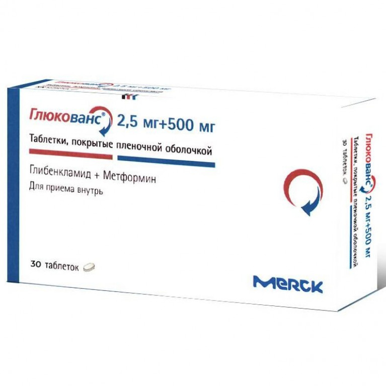 Глюкованс таблетки 500+2,5 мг 30 шт