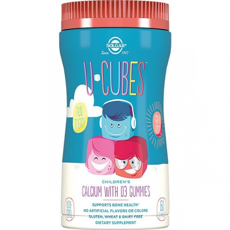 Солгар детские мармеладки Ю-Кьюбс с СА+вит.Д3 №60