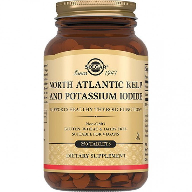 Солгар йод из бурых водорослей и йодида калия №250