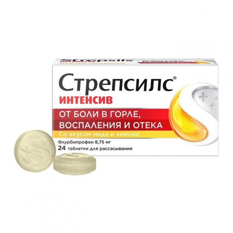 Стрепсилс Интенсив таблетки для рассасывания медово-лимонные 24 шт.