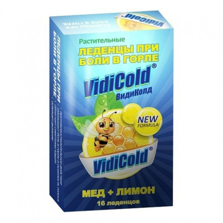 Видиколд леденцы мед/лимон 2.5 г 16 шт