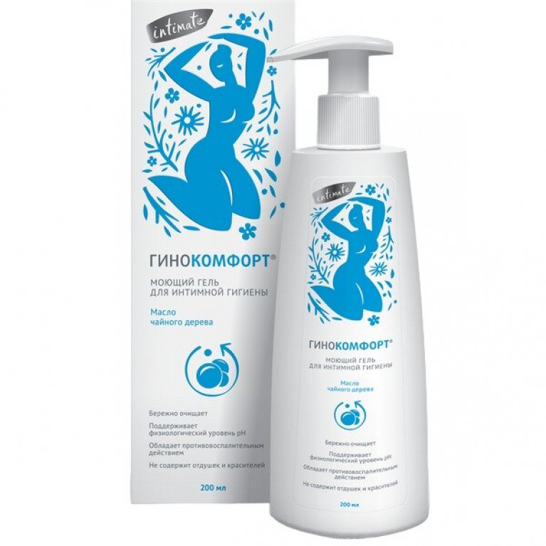 Гинокомфорт гель моющий комплексный для интимной гигиены с маслом Чайного дерева 200 мл флакон 
