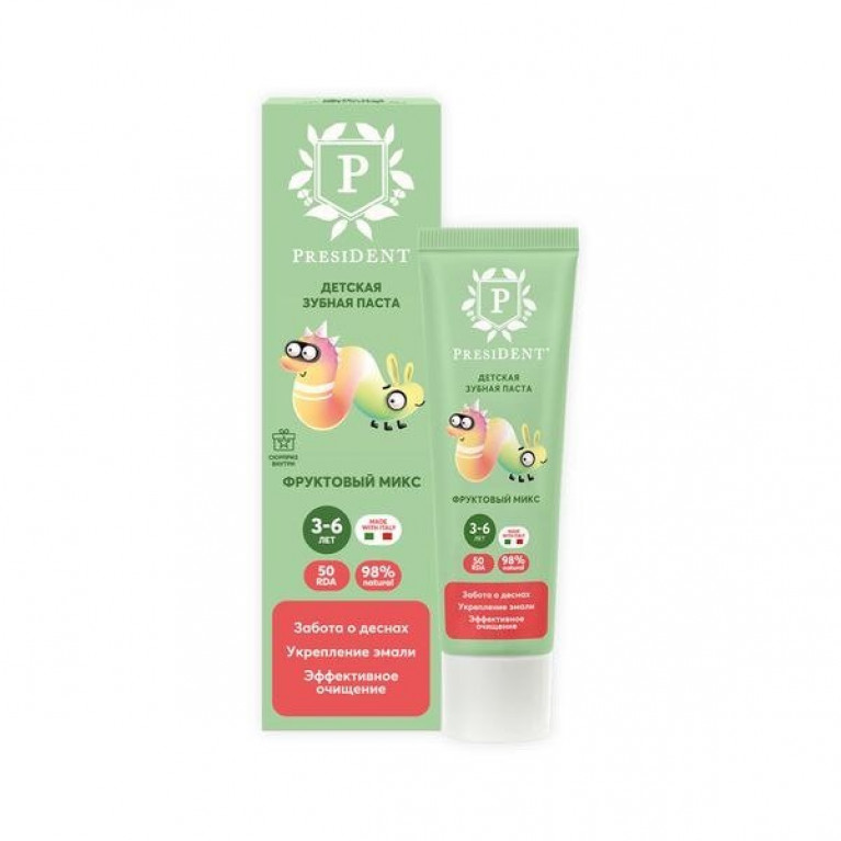 Президент паста зубная детская 3-6лет 43г/фруктовый микс/