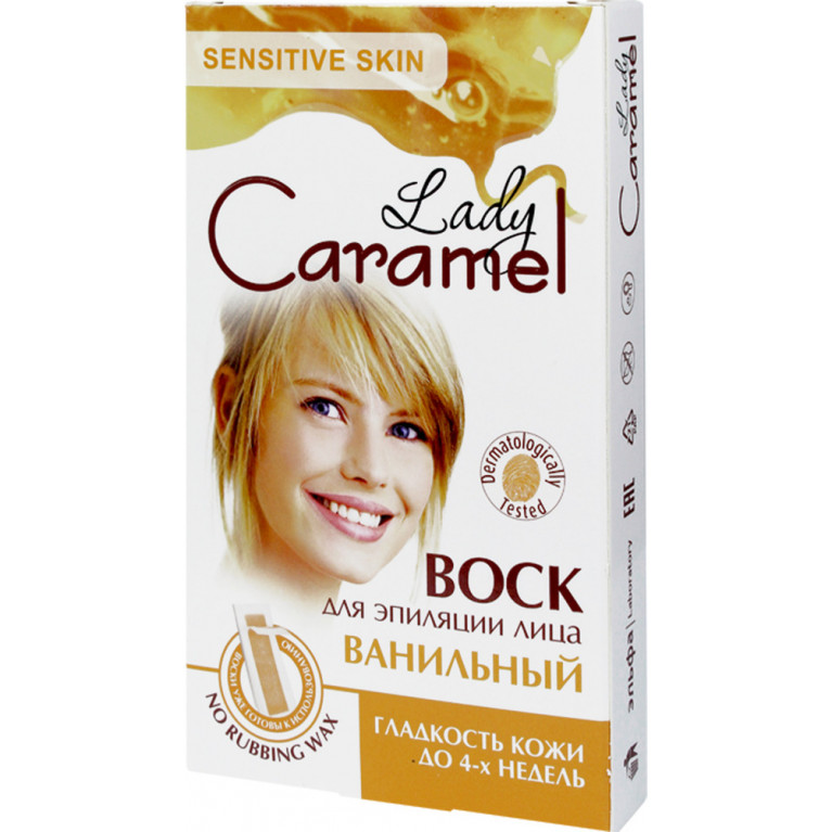 Леди карамель камомил воск для эпиляции лица №12 полосок+2 салфетки