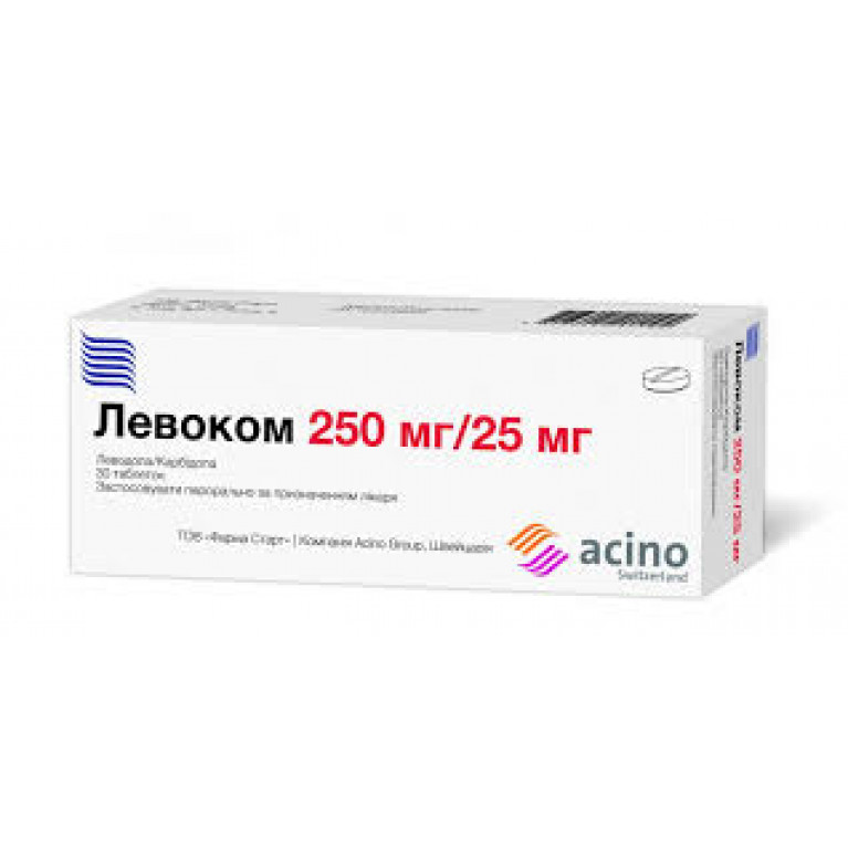 Левоком таблетки 250 мг/25 мг №100